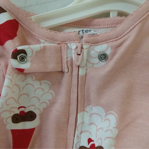 Carter's Toddler Girls' Snowflake Reindeer /Black Santa Footed Pj Set Christmas - Picture 3 of 14